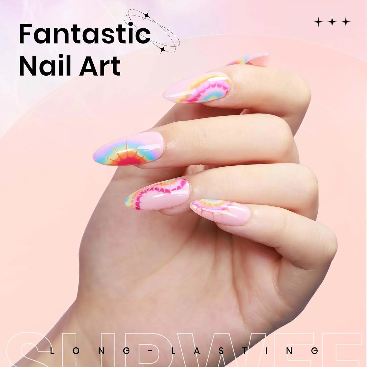 طلاء أظافر جل شفاف مزهر 15 مل، مصباح LED بالأشعة فوق البنفسجية بتأثير رخامي هدية لعيد الأم