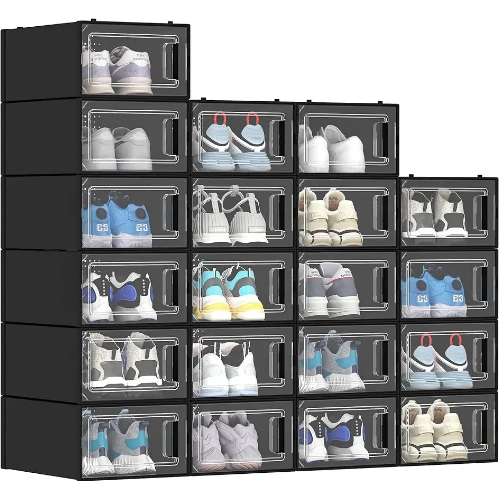 

Shoe organizer, 20-pack shoe organizer stackable shoebox rack container drawer