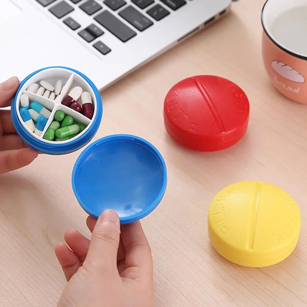 Pill Case With Lid 4 Grids Dust-proof Safe Plastic Outdoor Portable Tablet Container Travel Supply Home Accessories Usful Gadget