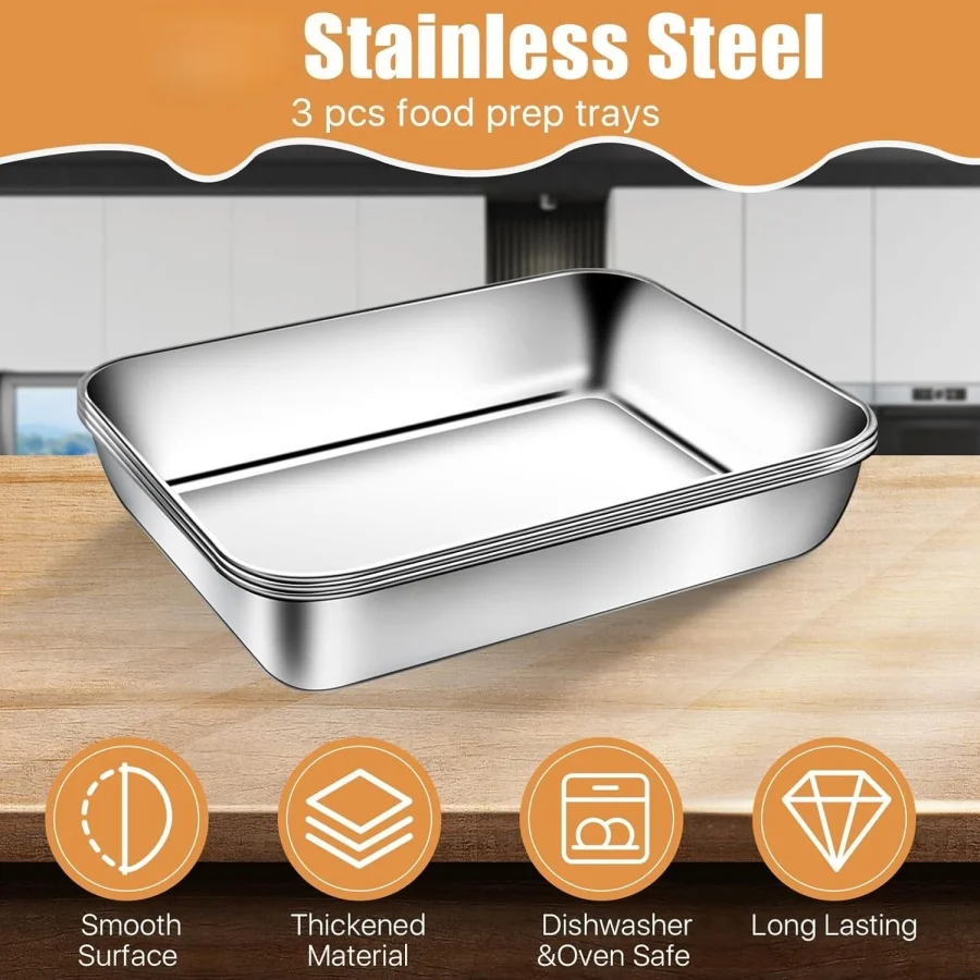 Stainless Steel Food Storage Container with Lid,Airtight Lunch Box for Fruit&Salad,Refrigerator Freshness Keeper for Home Office view 5