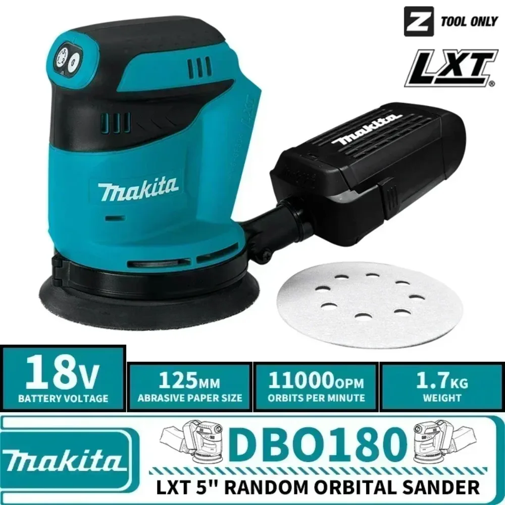 

2026 Makita DBO180Z 18В Бесщеточная аккумуляторная эксцентриковая шлифовальная машина для деревообработки, шлифовки и полировки, без аккумулятора и зарядного устройства