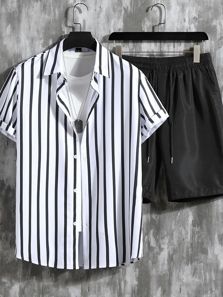 Summer Loose tops, men's clothing, Beach Vacation Hawaiian shirts, Casual shorts, long-sleeved Urban Fashion