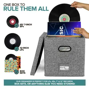 Hộp lưu trữ đĩa vinyl với nắp, nhà tổ chức lưu trữ LP trang trí, hộp di chuyển kháng, album nhạc 8 Vinyl Caixa bán hàng chính - №4