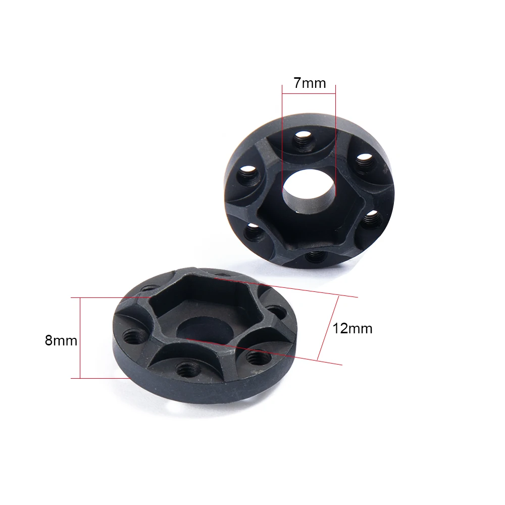 MIBIDAO 2Pcs Aluminum Alloy 12mm Wheel Hex Hub 8mm Thick Extended Adapter For 1/10 Axial SCX10 90046 D90 TRX4 RC Crawler Car