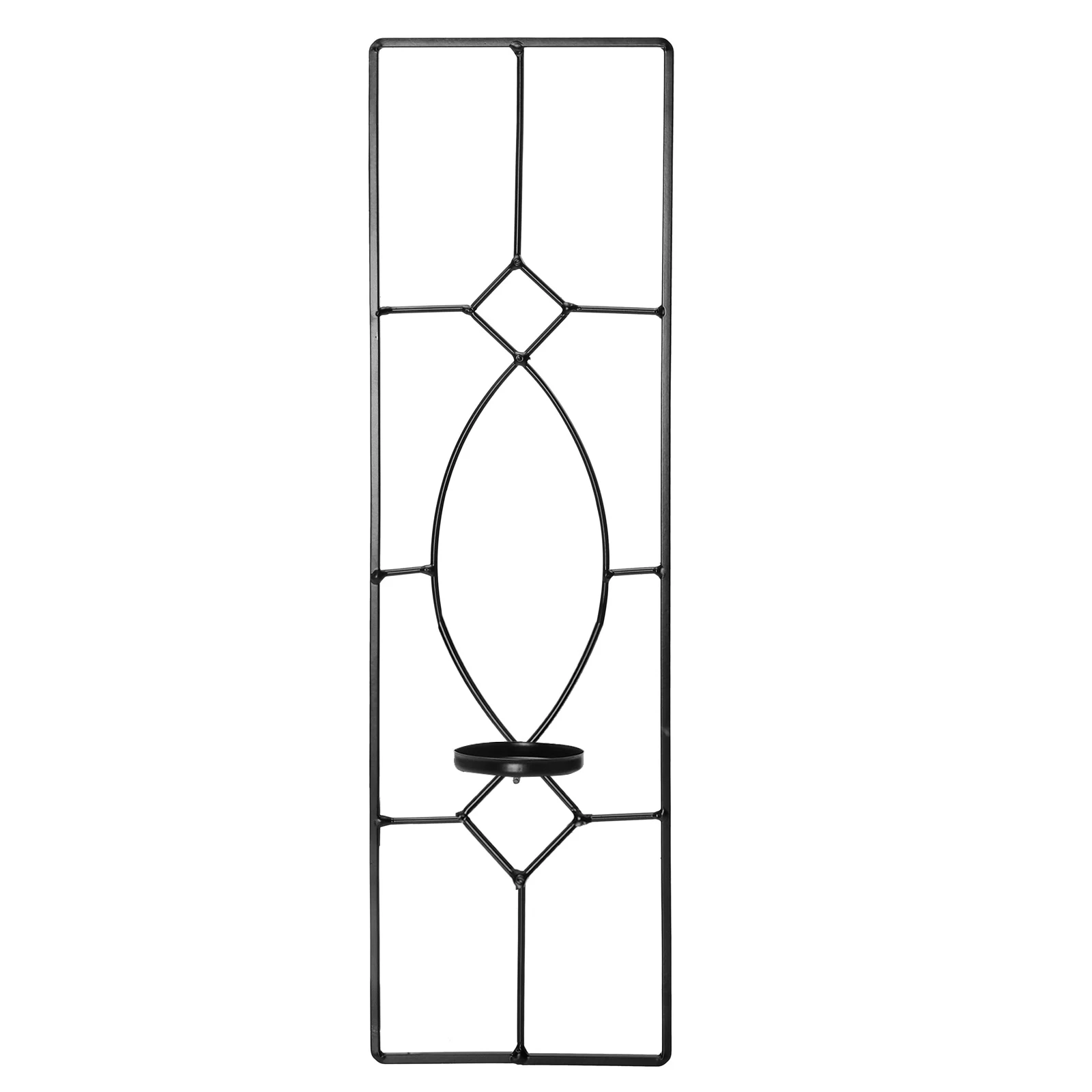 

1pc Iron Elegant Wall Hanging Candleholder Stand Home Office Wall Hanging Candlestick Satisfaction Black