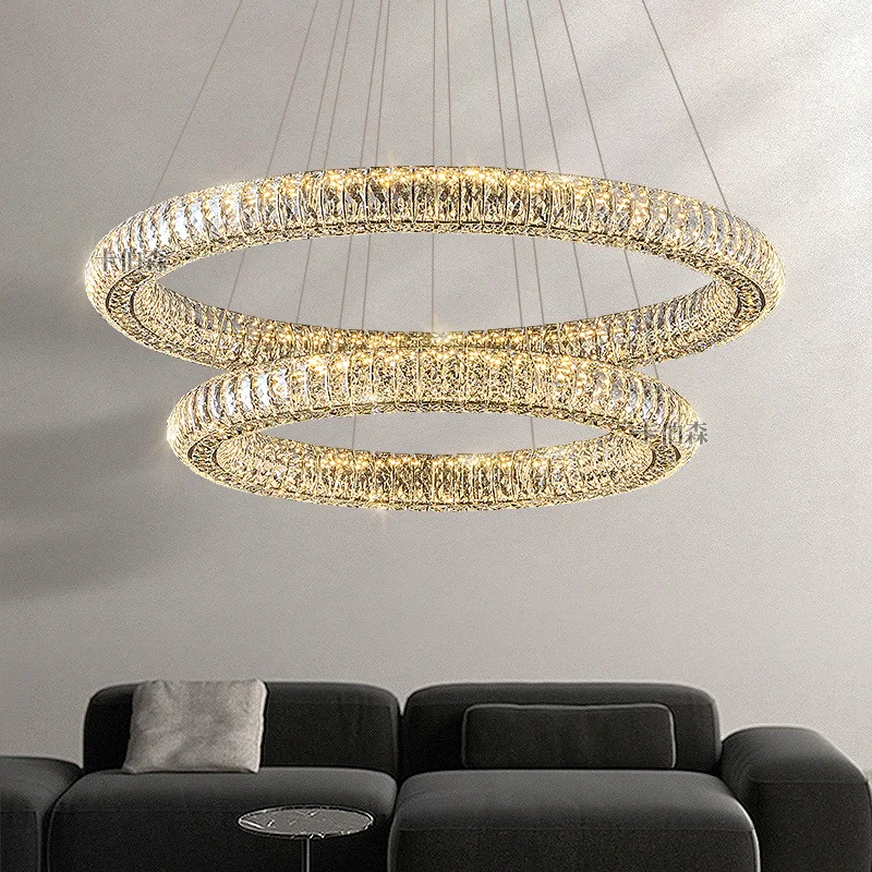 

Элитная люстра для гостиной, роскошная кольцевая хрустальная люстра, основной светильник для гостиной, атмосферная роскошная люстра для столовой