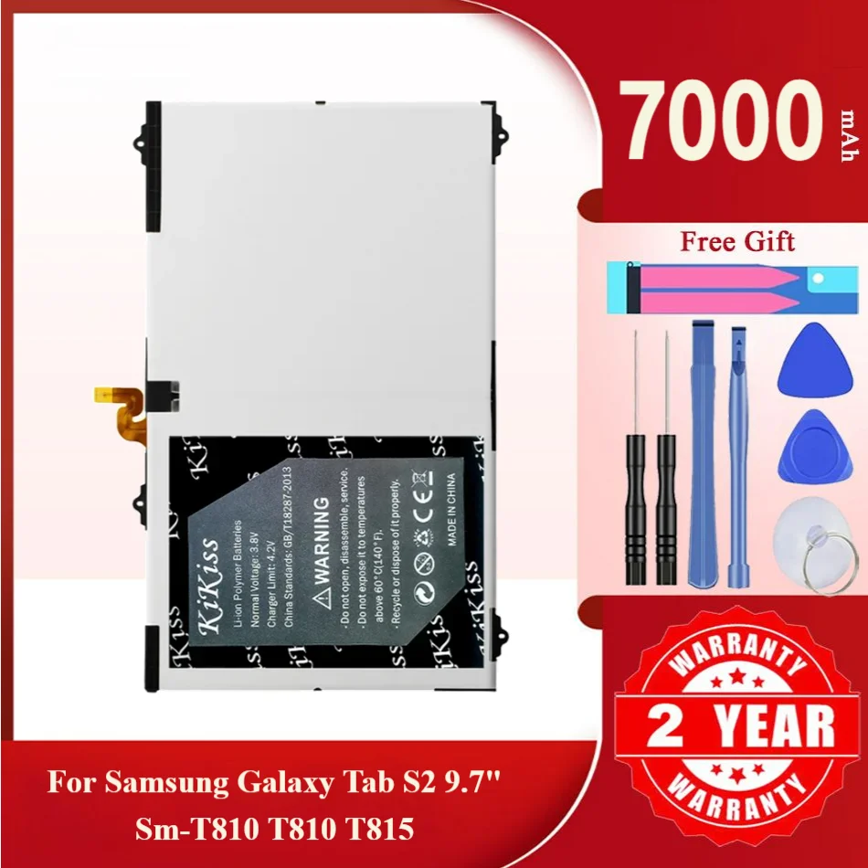 KiKiss For Galaxy Tab S2 9.7 T815C S2 T813 T815 T819C SM-T815 SM-T810 SM-T817A For Samsung Battery EB-BT810ABE 7000mAh