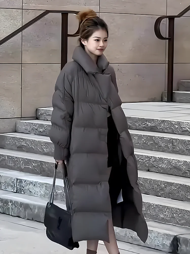 2024 invierno nuevo Faionable versátil Thiened Floing cuello grande blanco Du abajo Jaet mujer moda viaje Sle