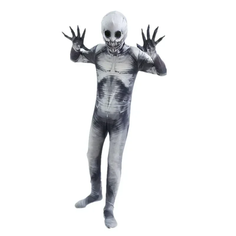 

Halloween Ghost Skin Costume Grim Reaper Costume Scary Skeleton Tights Shadow Demon Bodysuit Costume for Kids Dress Up Party