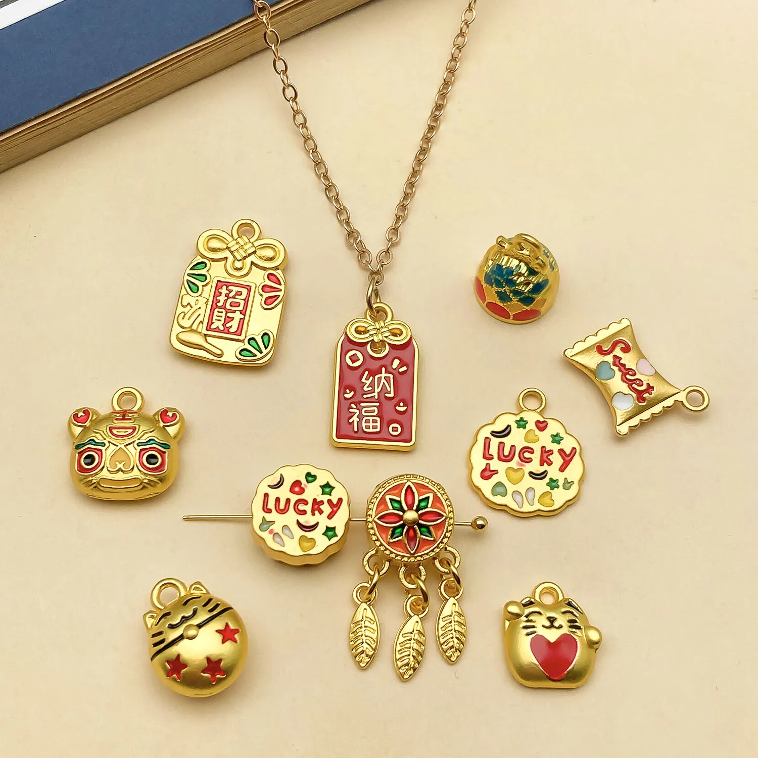 10pcs Gold-plated Metal Charms for DIY Accessories
