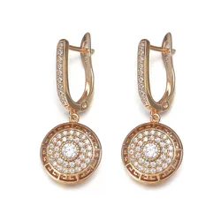 Catuni Vintage Copper Drop Earrings Inlaid Cubic Zircon Crystal Dangle Earrings Classical Jewelry Gift for Women Girls Wedding