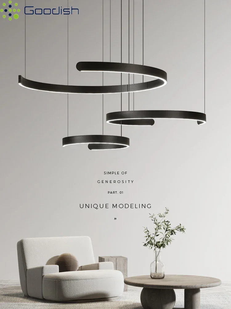Industrial Retro Art Creative Semicircular aluminum LED Pendant Lights Lustre Lamps for Living Room Home Decoration Chandeliers
