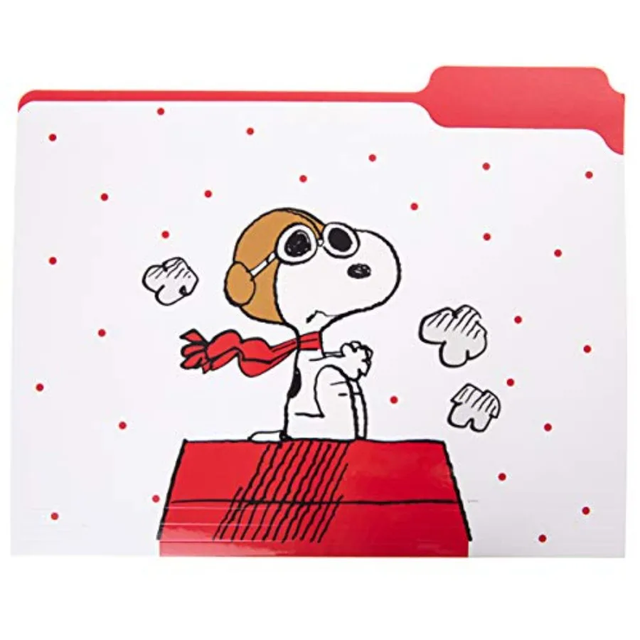 Snoopy-Themed File Folder Set for Office and School Organization Includes 9 Durable File Folders with 3 Distinct Go-Getter Desi