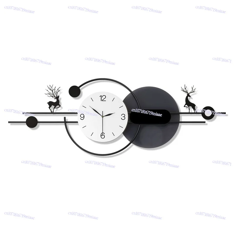 Large simple living room, high-end sense modern home background decoration, clock silent, no punching, clock hanging on the wall