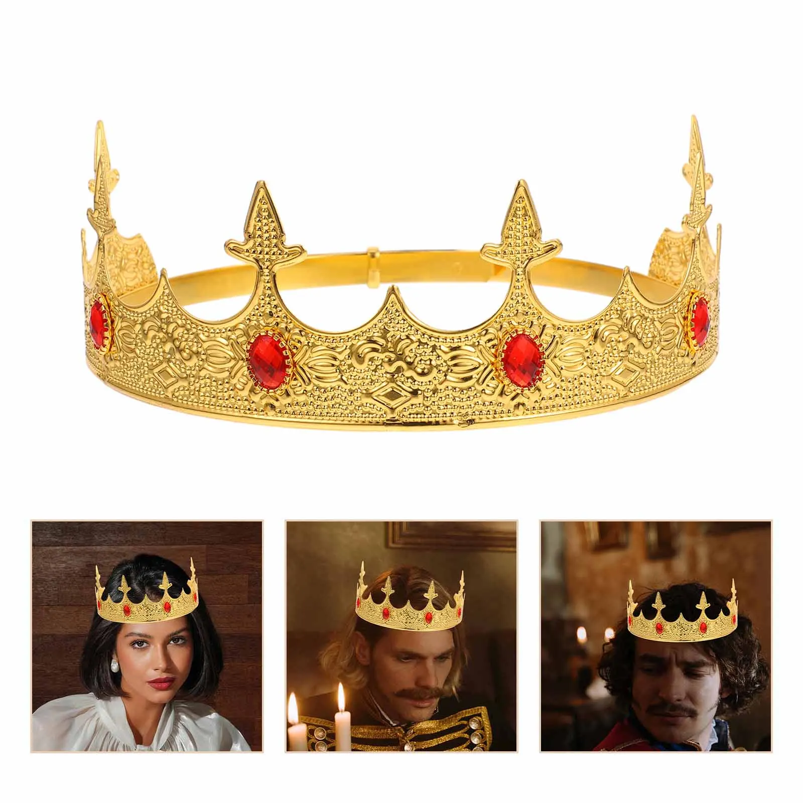 أغطية رأس على شكل تاج معدني عتيق للرجال والأولاد، دعائم أزياء الملك، زينة حفلات أعياد الميلاد، إكسسوارات الحفلة الراقصة، قبعة تيارا الملكية في العصور الوسطى