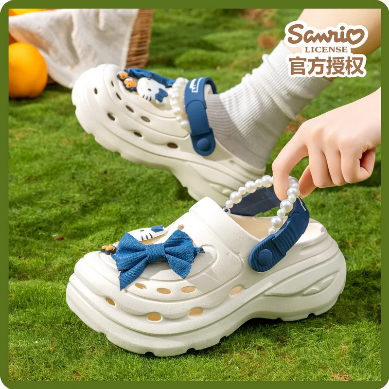 Cute Pearl Bow Hello Kitty Platform Clogs Women Super Thick Sole Eva Lightweight Non Slip Summer Indoor Outdoor Casual Sandals - view 4