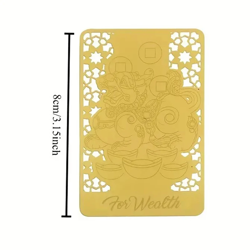 تعويذة الثروة فنغشوي بطاقة ذهبية تميمة الازدهار الصينية مع Pixiu جذب حماية الثروة فنغ شوي ديكور المنزل/المكتب