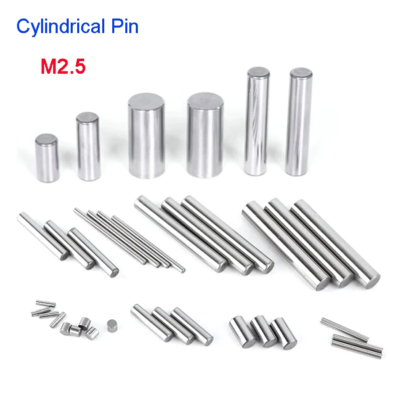 100pcs M2.5 Bearing Steel Cylindrical Pin Locating Dowel Steel Pins Fixed Shaft Shelf Support Peg Lock Solid Rod Length 3~40mm