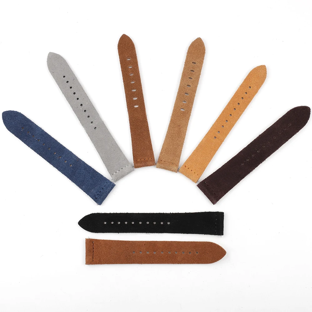 18mm 20mm 22mm 24mm Suede Watch Strap Double Layer Leather Handmade Vintage Watch Band  Replacement Wristband Watch Accessories