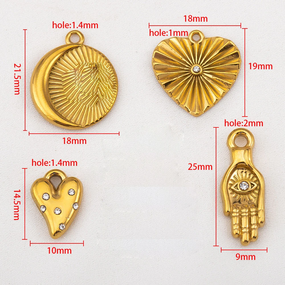 2pcs 4pcs Stainless Steel Charms Heart Hand Moon Star Palm Charm Connector for DIY Necklaces Jewelry Making Materials Wholesale - view 6