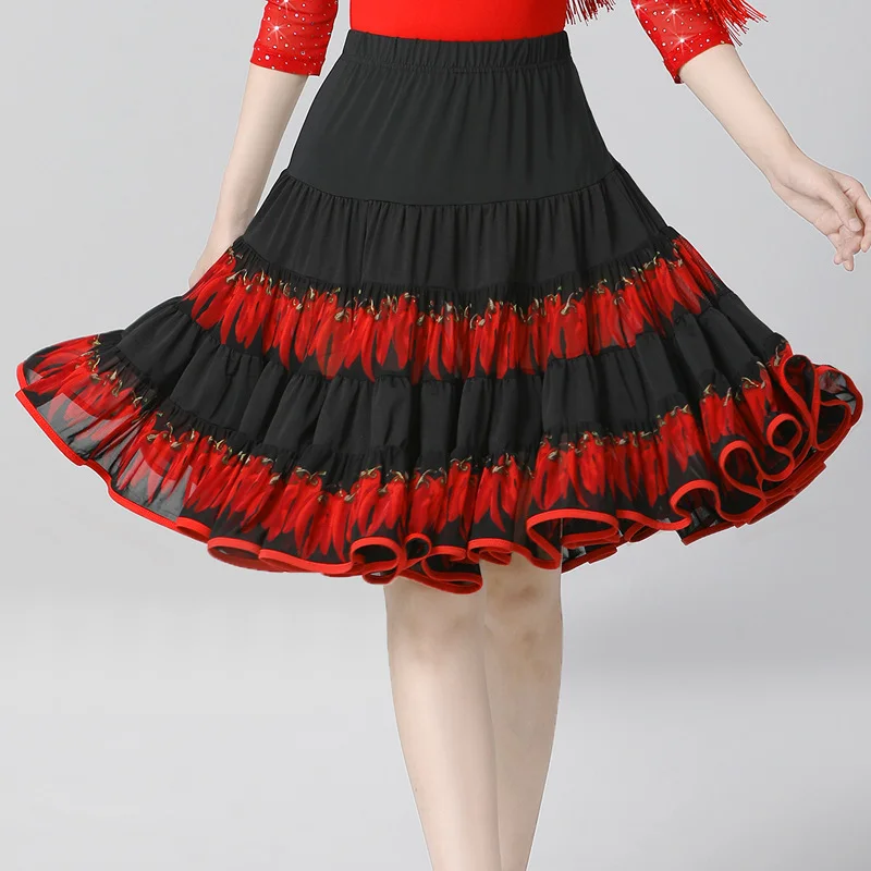 Skirts Latin Dance Clothing Women Dance Costume Colorblocked Big Skirt Woman Costume Bullfight Dance