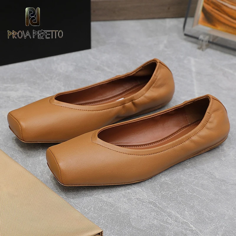 

Modern Style Soft Leather Ballerina Shoe 2024 New Autumn Slip on Squared Toe Top Quality Retro Dancing Comfort Leisure Mules