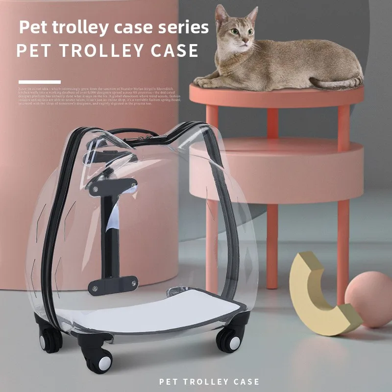 Cat bag trolley case Pet going out portable belt Bubble case Transparent space capsule Dog going out Suitcase Cat backpack