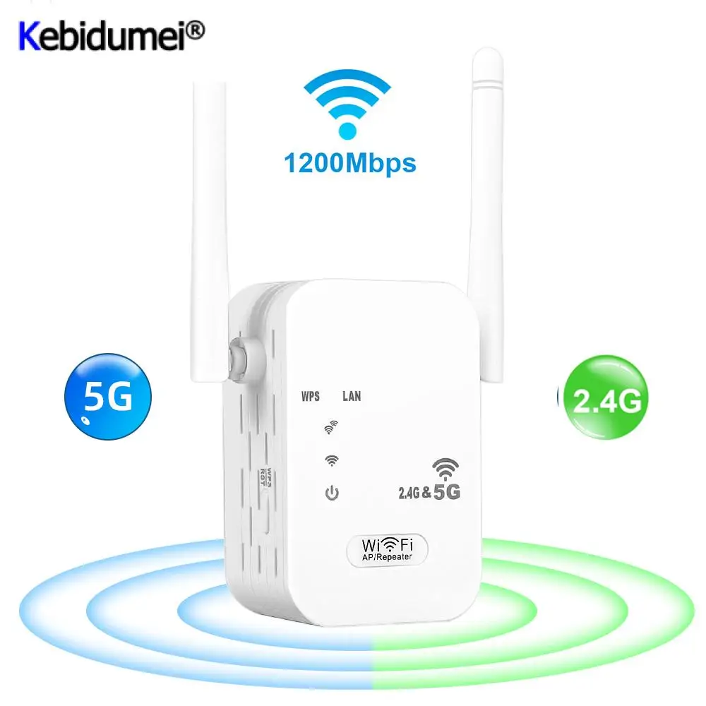 1200Mbps 5 Ghz Wireless Wifi Extender Wi-Fi Amplifier WiFi Repeater Long Range Wifi Signal Booster 2.4G Atenna 2 Wifi Repiter