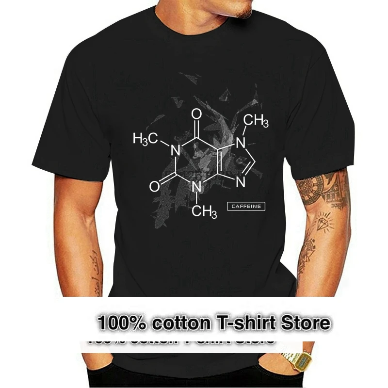 T-Shirt Casual Man Tees Caffeine T-Shirt Chemistry Science Molecule Lab Experiment Neuro Hormone Coffee Funny T Shirts