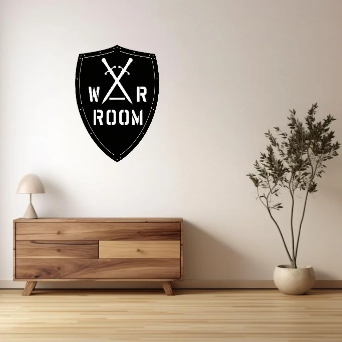 

1pc War Room Shield Metal Sign, Wall Hanging Office Prayer Room, Man Cave Decoration, Home Decor, Iron Crafts，Wall Sticker Gift