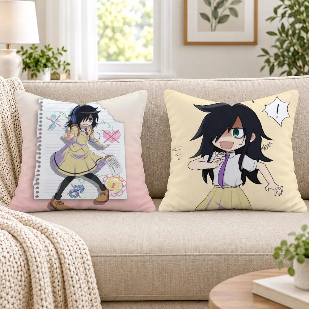 K-Kuroki T-Tomoko Cushion Cover Short Plush Double-Sided Printing Sofa Bedroom Pillow Case Aesthetic Home Decor