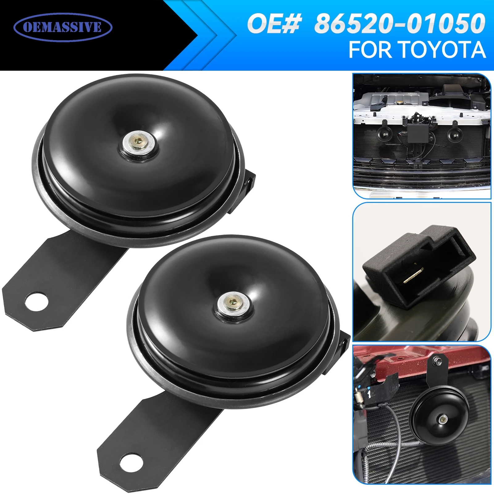 Vehicle Motorcycle Horn Disc 2PCS Kit Set For Toyota Camry Yaris Crown Corolla Tacoma Supra Verso Aygo 12V 86520-01050 011225881