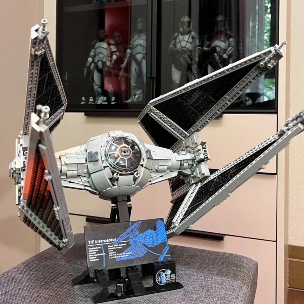 

Spaceship MOC TIE Interceptors Building Blocks Modified from Imperial Fighters Model 75382 Assembly Bricks Toys Gift