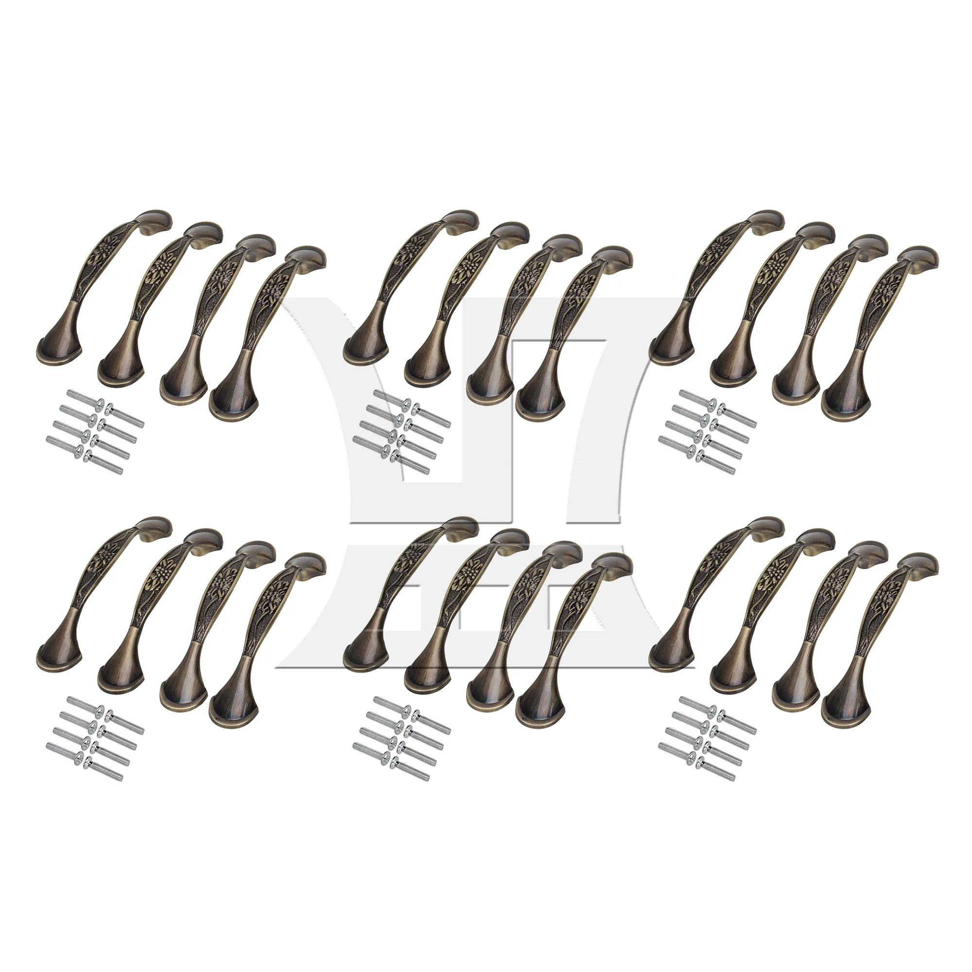 BQLZR 24 peças puxadores de gaveta de armário vintage puxa parte espaçamento de furos de 3,78 polegadas