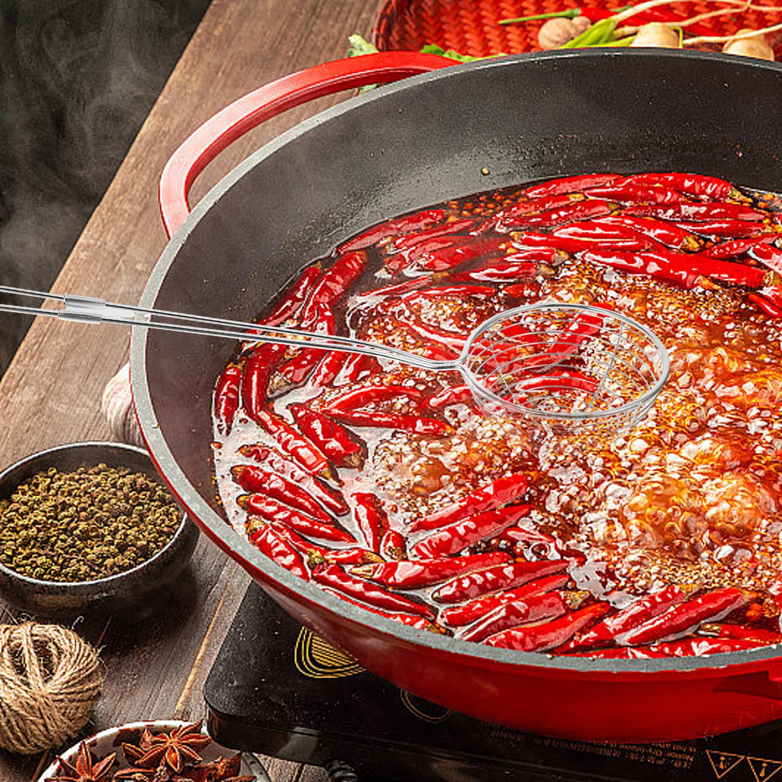 

5Pcs Stainless Steel Colander Spoons Kitchen Strainers with Ergonomic Handle Hanging Hole for Cooking Food Serving