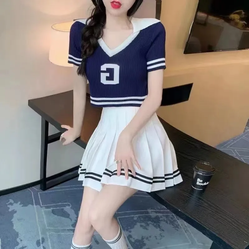 

Pleated Skirt Skirt Female Student Korean Style New ElasticaLine Skirt Spring and Summer plus-Size Preppy Style High Waist Skirt