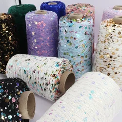 500g /1300M DIY Hand Knitting Cotton Yarn 3mm+6mm Sequins Yarn DIY for Woman Woollen Sweater Hat Scarf
