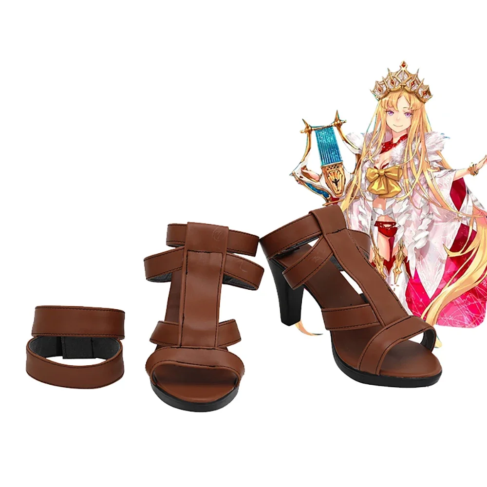 Fate Grand Order Sapatos Cosplay, Sandálias FGO Europa Brown, Custom Made