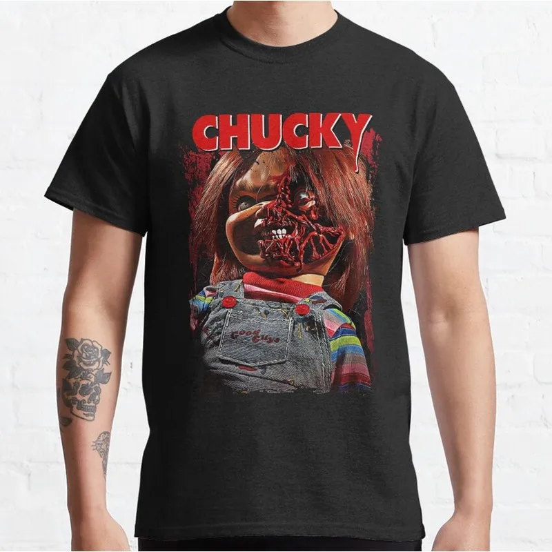 Chucky Child's Play Graphic T-Shirt Killer Doll Unisex Tee 0126 Cotton Short Sleeve Cult Slasher Horror Halloween Casual Tops