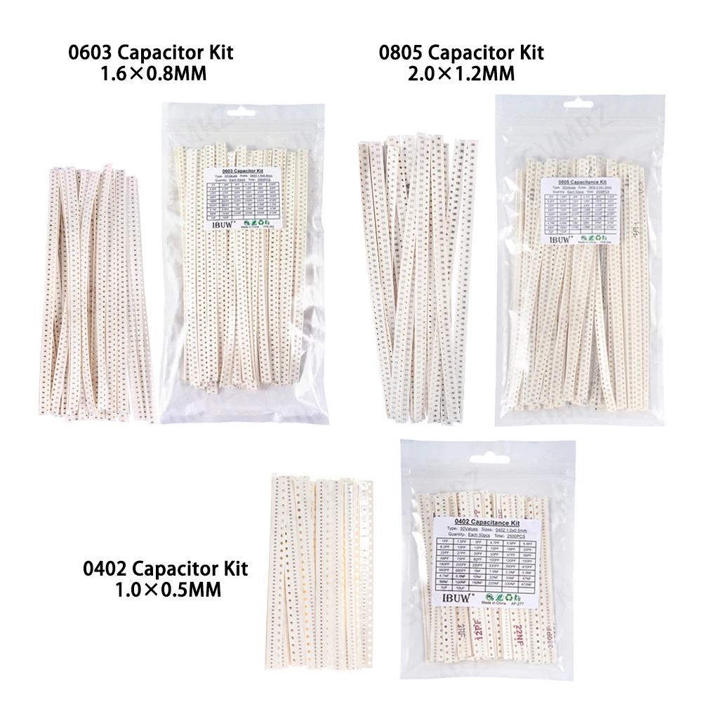 0402 0603 0805 1206 SMD Keramikkondensator-Sortiment 1pF - 10uF 100PF 10NF Chip-Kondensator-Set 100NF 0,47UF 1UF – Detail 6