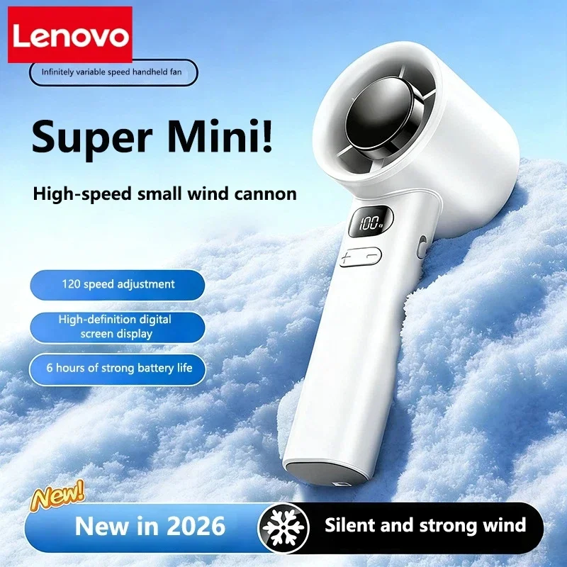 Lenovo Ultra Handheld Portable Fan 100 Wind Speeds Adjustable Usb Charging Mini Outdoor Turbo Long-lasting High Speed Fan