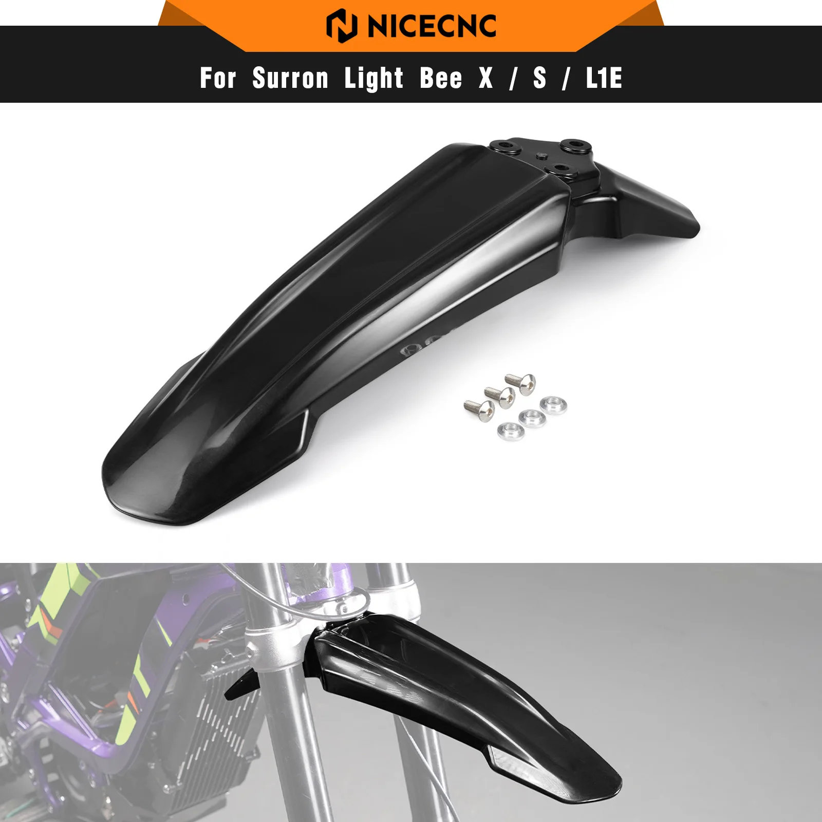 

NICECNC For Surron Light Bee X Light Bee S Front Fender Mudguard For Segway X160 X260 Electric Dirt Bike 2022 2023 2024 2025