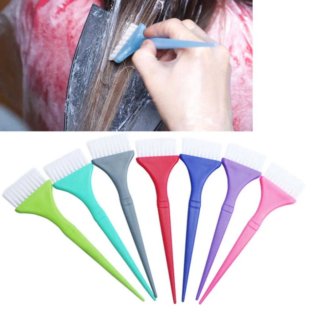 

7PCS Professional Hair Dyeing Brush Set Soft Brush Long Handle Hair Dye Brush Rainbow Colors Hair Coloring Brush Salon Use