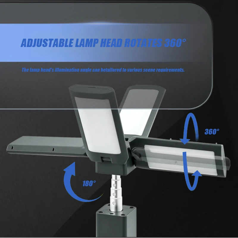 VOLODYMYR High Lumen LED Camping Light Telescopic Tripod Portable Outdoor Tent Tube Lantern for Polishing Car Repair Work view 2