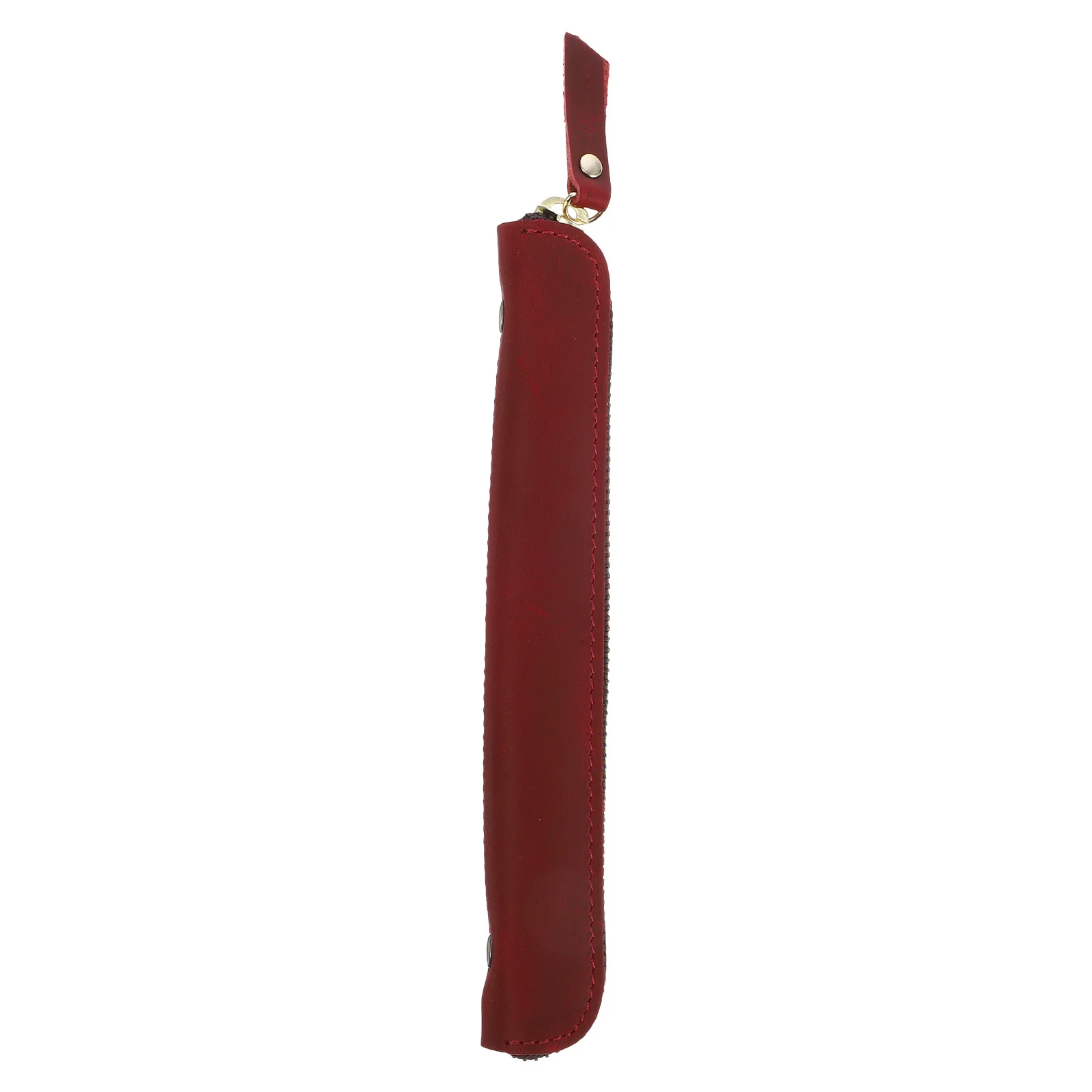 

Luxury Handmade Case Holder Pouch Wine Red Office College Use Retro Design Zipper Closure Pen Holder
