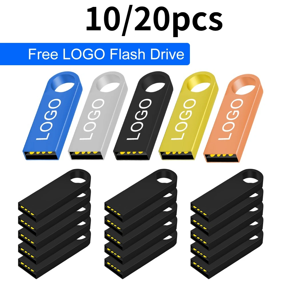 USB 2.0 10/20Pcs/lot Flash Drive 64GB Pen Drive 16GB Pendrive 32GB 8GB 4GB Disk On Customized Logo Memory Stick Real Capacity
