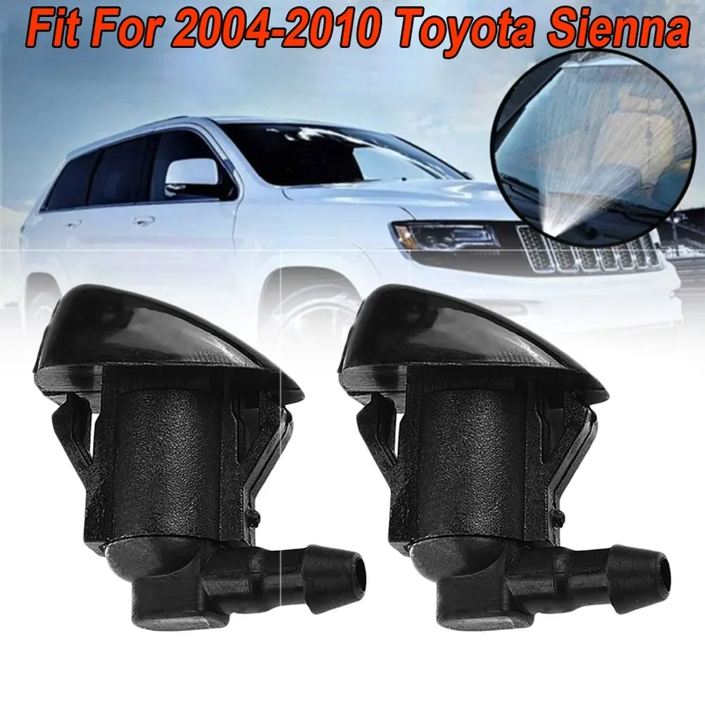 

2pcs Windshield Washer Wiper Spray Nozzle Jet For Toyota Sie-nna 2004-2010 Wide-angle Spray Polyamide Material Black Clear View