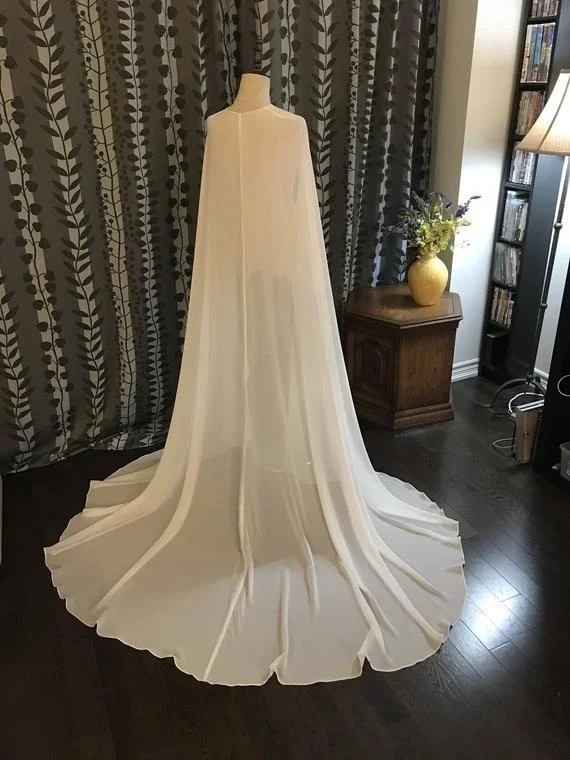 

Chiffon Capelet lvory / WHITE Bridal Capes Bolero wedding cape shawl wraps dress coat
