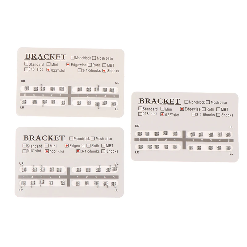 20 unids/set Dental ortodoncia Mini soporte de Metal Edgewise 3 con gancho 3 4 5 con ganchos/sin gancho