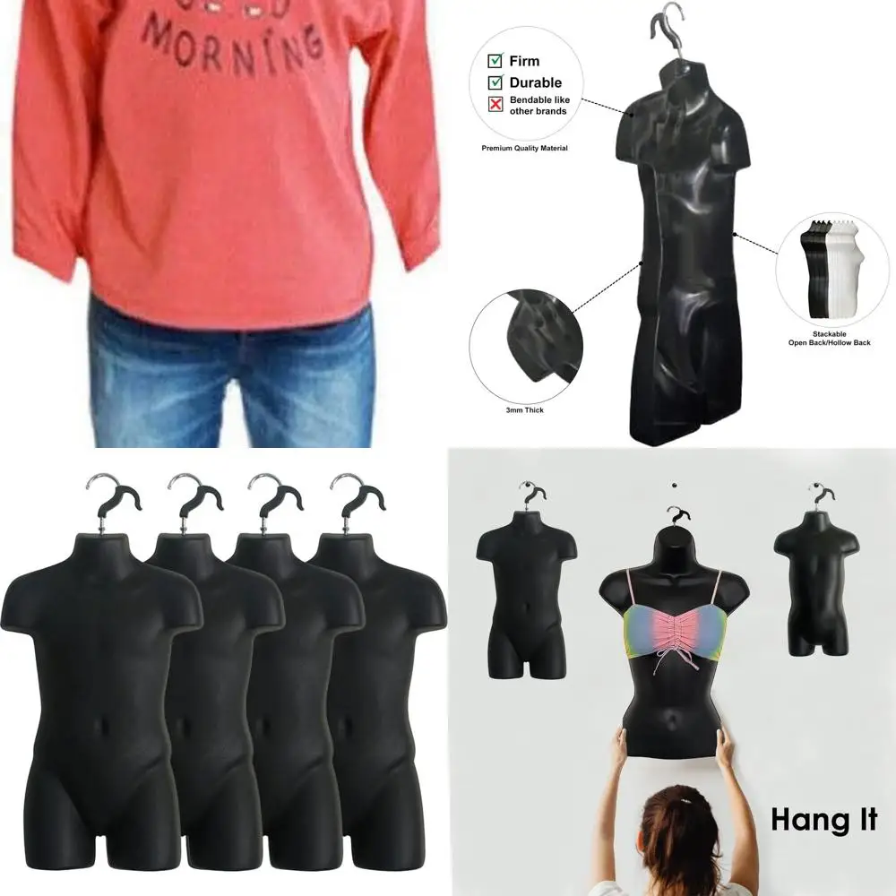 

Stackable Black Child Dress Forms with Hanging Hook for T-Shirt Displays, Craft Shows, and Design, Sizes 5T-7
